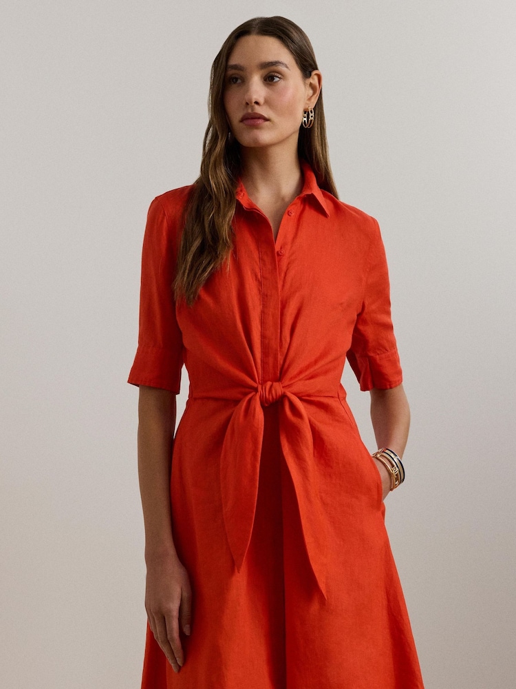 Lauren Ralph Lauren Curve Wakana Linen Belted Shirt Dress - Image 2 of 7