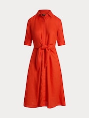 Lauren Ralph Lauren Curve Wakana Linen Belted Shirt Dress - Image 4 of 7