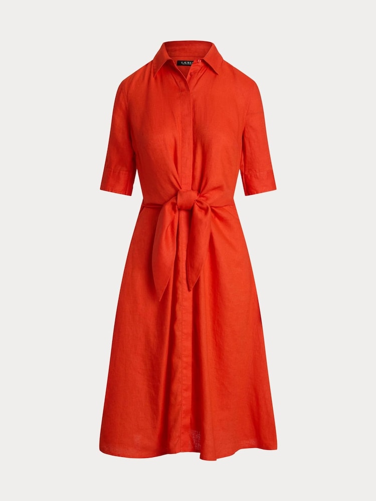 Lauren Ralph Lauren Curve Wakana Linen Belted Shirt Dress - Image 4 of 7