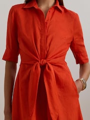 Lauren Ralph Lauren Curve Wakana Linen Belted Shirt Dress - Image 5 of 7