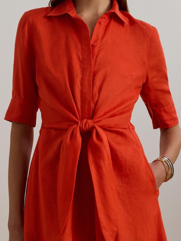 Lauren Ralph Lauren Curve Wakana Linen Belted Shirt Dress - Image 5 of 7