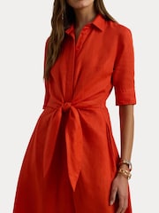 Lauren Ralph Lauren Curve Wakana Linen Belted Shirt Dress - Image 6 of 7
