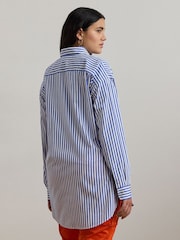 Lauren Ralph Lauren Blue Kotta Stripe Embroidered Logo Shirt - Image 2 of 5