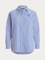 Lauren Ralph Lauren Blue Kotta Stripe Embroidered Logo Shirt - Image 5 of 5
