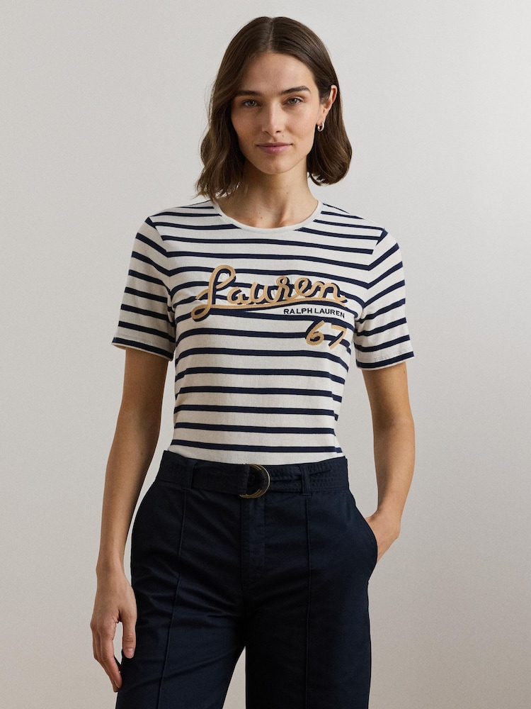 Lauren Ralph Lauren Katlin Stripe Jersey Top - Imagen 1 de 5