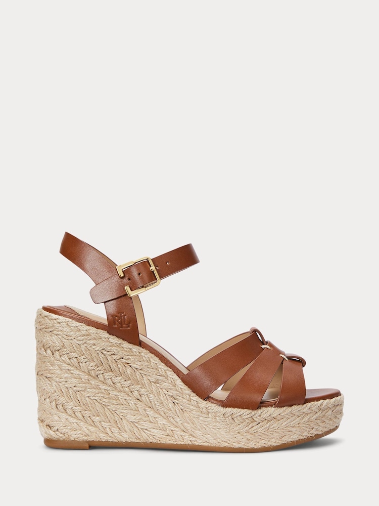 Lauren Ralph Lauren Soffia Nappa Leather Wedge Espadrille Sandals - Image 1 of 4