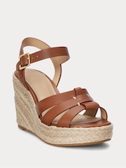 Lauren Ralph Lauren Soffia Nappa Leather Wedge Espadrille Sandals - Image 2 of 4