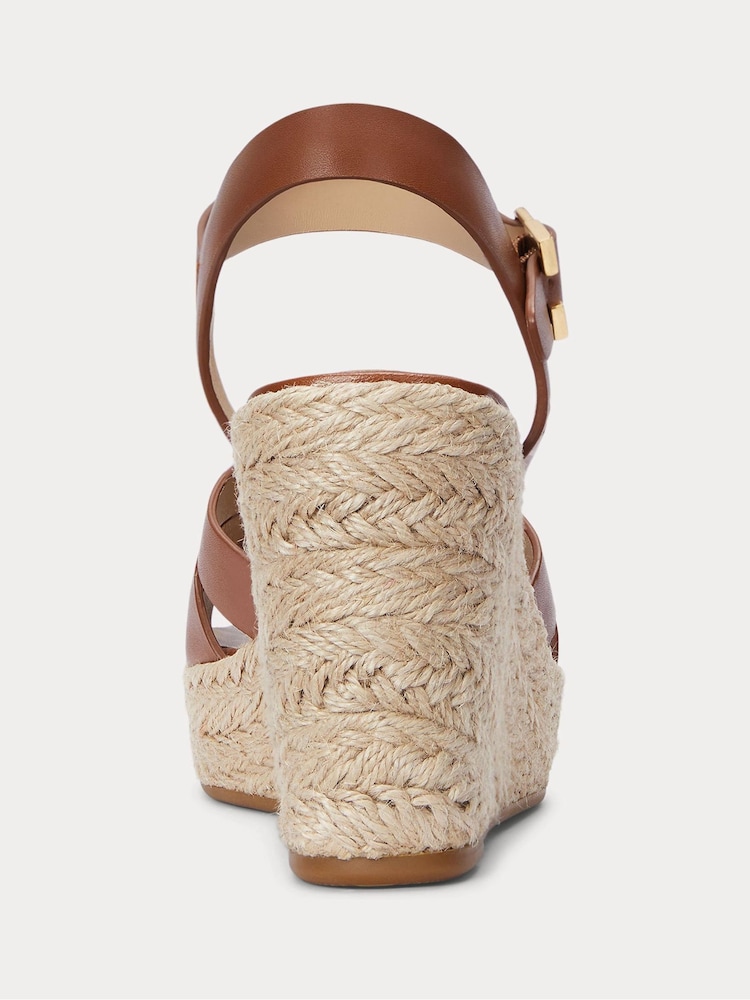 Lauren Ralph Lauren Soffia Nappa Leather Wedge Espadrille Sandals - Image 3 of 4