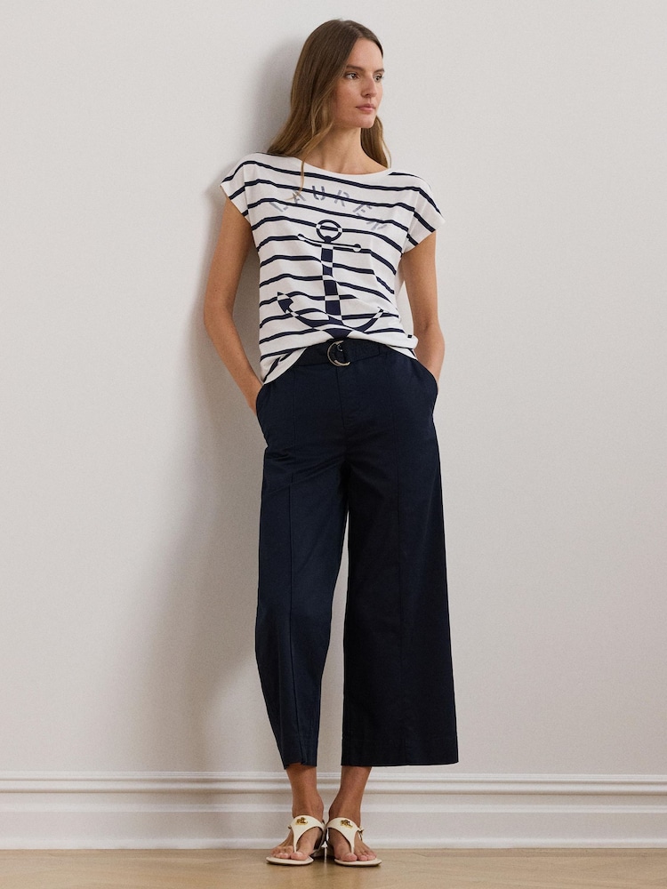 Lauren Ralph Lauren Greita Striped Anchor Jersey T-Shirt - Image 3 of 5