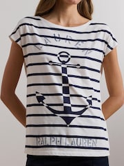 Lauren Ralph Lauren Greita Striped Anchor Jersey T-Shirt - Image 4 of 5