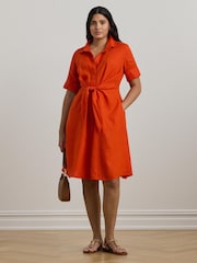 Lauren Ralph Lauren Curve Wakana Linen Belted Shirt Dress - Image 1 of 5