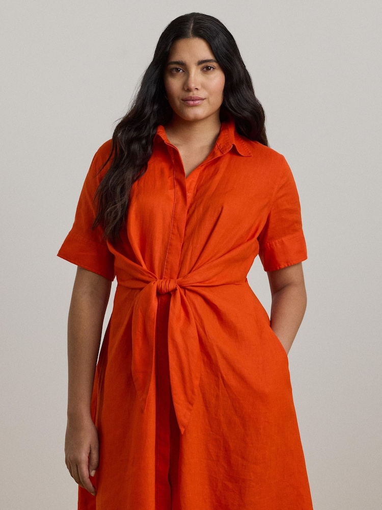 Lauren Ralph Lauren Curve Wakana Linen Belted Shirt Dress - Image 2 of 5