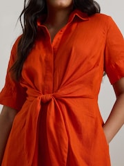 Lauren Ralph Lauren Curve Wakana Linen Belted Shirt Dress - Image 4 of 5