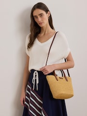 Lauren Ralph Lauren Natural Brie Straw Raffia Tote Bag - Image 8 of 9