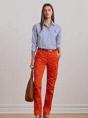 Lauren Ralph Lauren Kotta Stripe Embroidered Logo Shirt - Image 2 of 6
