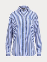 Lauren Ralph Lauren Kotta Stripe Embroidered Logo Shirt - Image 4 of 6