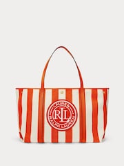 Lauren Ralph Lauren Emerie Twill Herringbone Slouchy 100% Cotton Tote Bag - Image 1 of 6