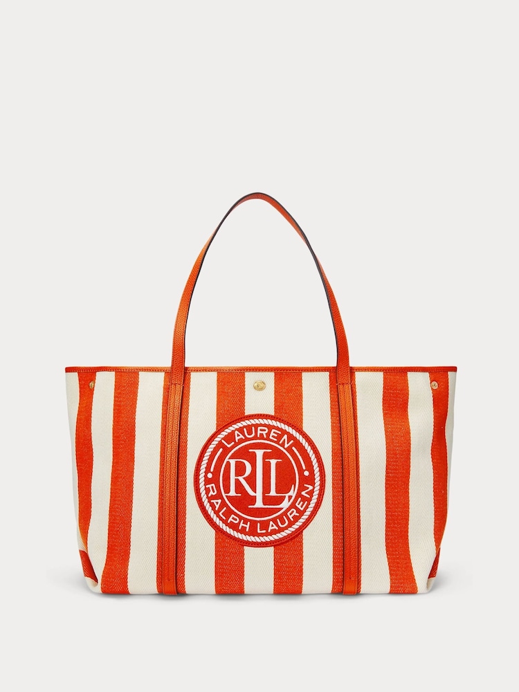 Lauren Ralph Lauren Emerie Twill Herringbone Slouchy 100% Cotton Tote Bag - Image 1 of 6
