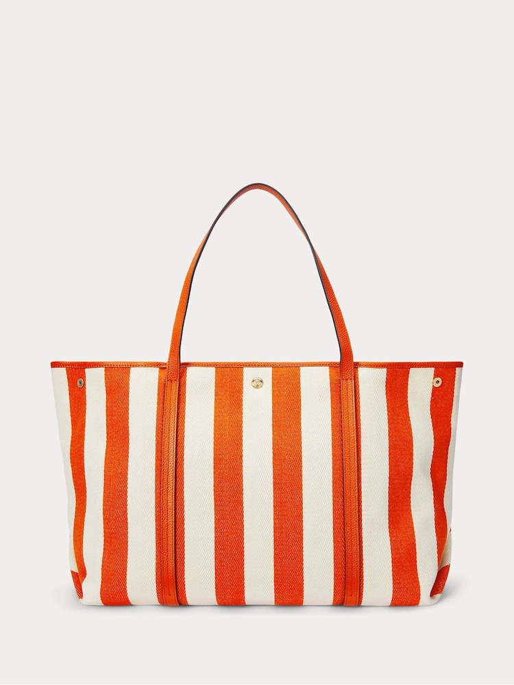 Lauren Ralph Lauren Emerie Twill Herringbone Slouchy 100% Cotton Tote Bag - Image 2 of 6