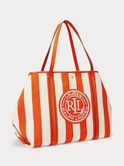 Lauren Ralph Lauren Emerie Twill Herringbone Slouchy 100% Cotton Tote Bag - Image 3 of 6