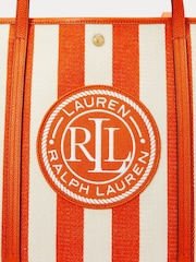 Lauren Ralph Lauren Emerie Twill Herringbone Slouchy 100% Cotton Tote Bag - Image 5 of 6