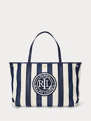 Lauren Ralph Lauren Emerie Twill Herringbone Slouchy 100% Cotton Tote Bag - Image 1 of 6