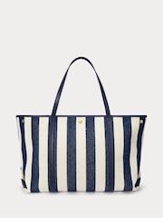 Lauren Ralph Lauren Emerie Twill Herringbone Slouchy 100% Cotton Tote Bag - Image 2 of 6