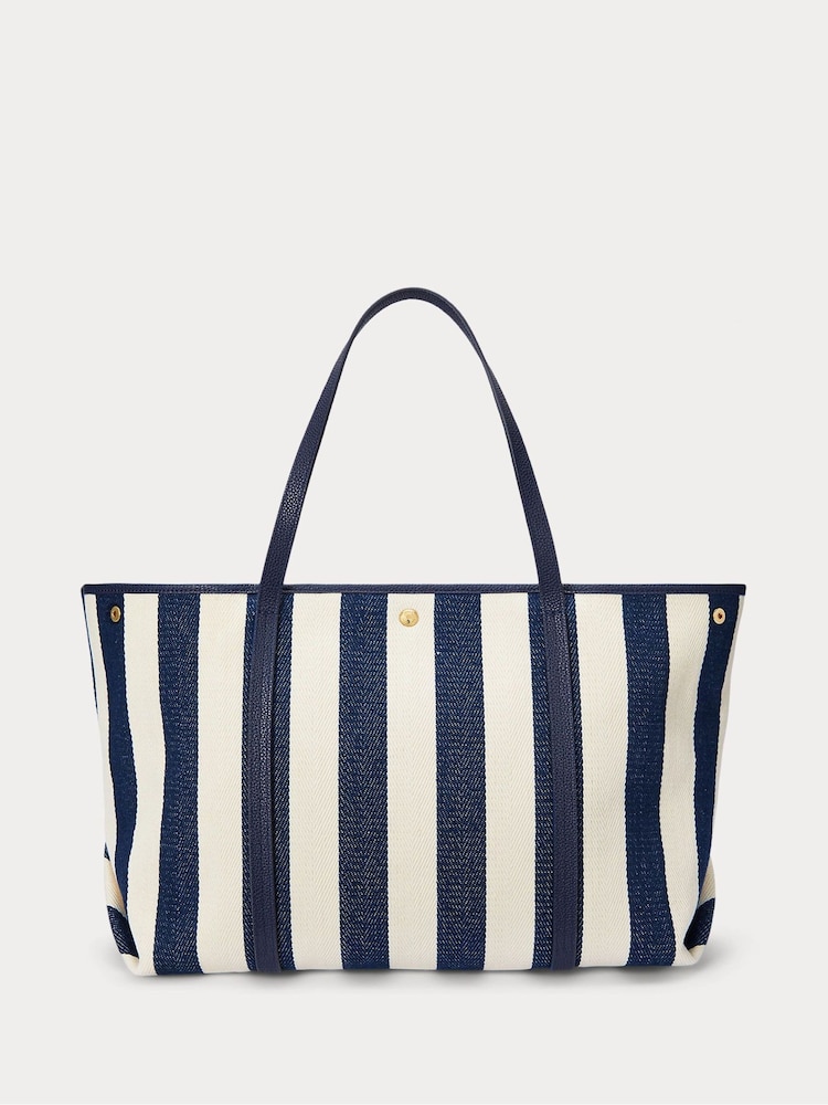 Lauren Ralph Lauren Emerie Twill Herringbone Slouchy 100% Cotton Tote Bag - Image 2 of 6