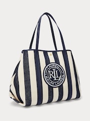 Lauren Ralph Lauren Emerie Twill Herringbone Slouchy 100% Cotton Tote Bag - Image 3 of 6