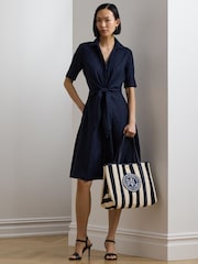 Lauren Ralph Lauren Emerie Twill Herringbone Slouchy 100% Cotton Tote Bag - Image 6 of 6