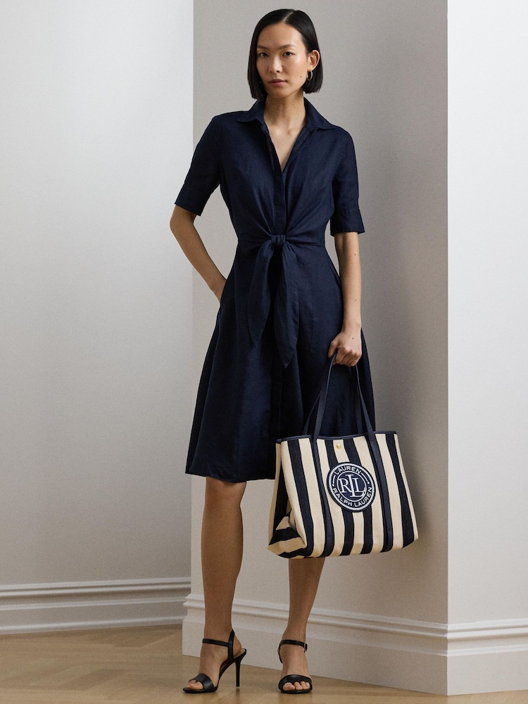 Lauren Ralph Lauren Emerie Twill Herringbone Slouchy 100% Cotton Tote Bag - Image 6 of 6