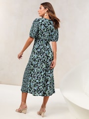 Lipsy Floral Mixed Print Short Sleeve Viscose Midi Dress - Imagen 4 de 4