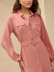 Pink - Lipsy Langarm-Mini-Hemdkleid mit Knopfleiste - Bild 3 von 4