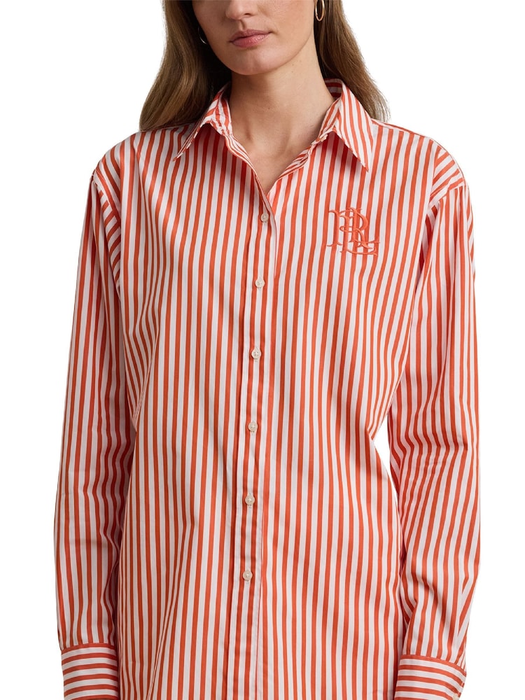Lauren Ralph Lauren Kotta Stripe Embroidered Logo Shirt - Image 6 of 9