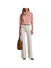 Lauren Ralph Lauren Kotta Stripe Embroidered Logo Shirt - Image 7 of 9