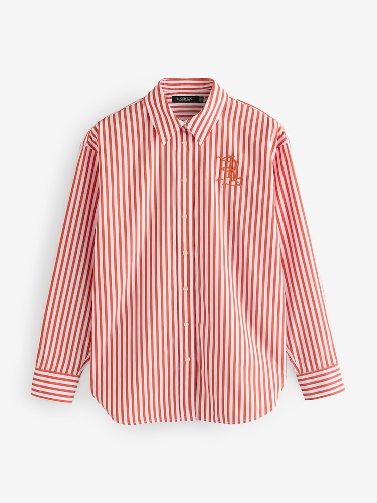 Lauren Ralph Lauren Kotta Stripe Embroidered Logo Shirt - Image 8 of 9