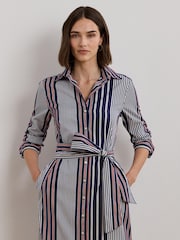 Lauren Ralph Lauren Blue Y/D 70S Broadcloth 100% Cotton Dress - Image 3 of 10