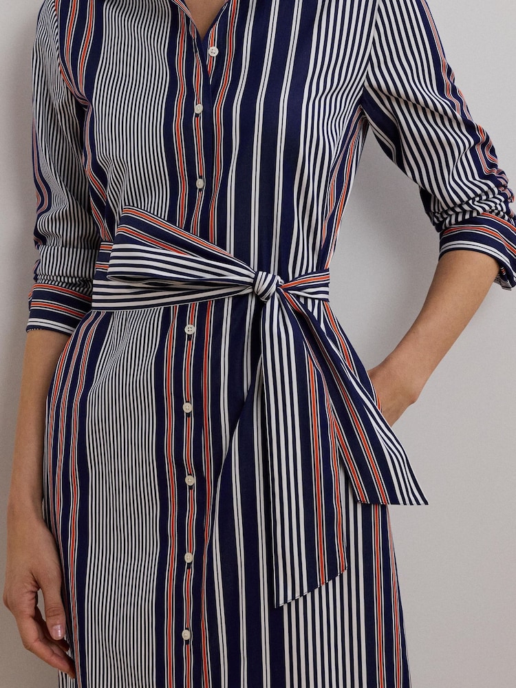 Lauren Ralph Lauren Blue Y/D 70S Broadcloth 100% Cotton Dress - Image 4 of 10