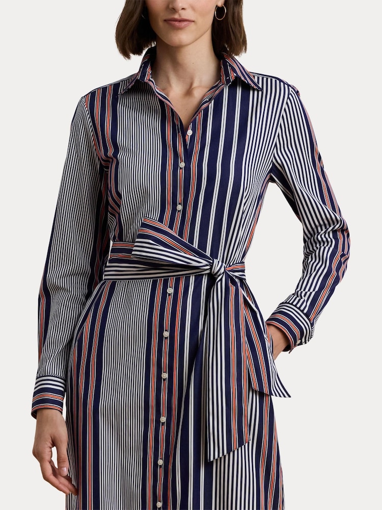 Lauren Ralph Lauren Blue Y/D 70S Broadcloth 100% Cotton Dress - Image 8 of 10