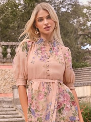 Платье-рубашка мини из ткани под лен с короткими рукавами Lipsy - Image 2 of 4