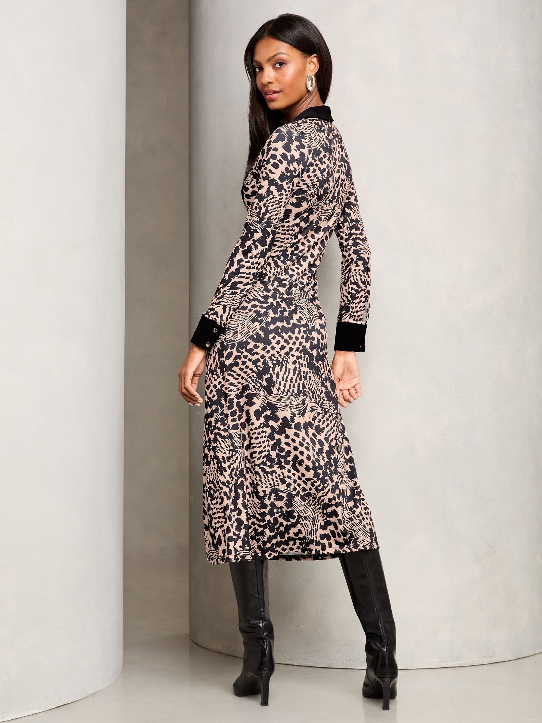 【国内配送】 Neutral Lipsy Buy Animal Shirt Jersey Sleeve Long Printed ワンピース