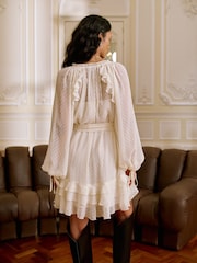 ivoire - Lipsy Col en V Volants Mini Shift Robe - Image 4 of 4