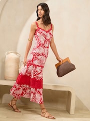 Red Palm - Lipsy Printed Ric Rac Trim Cami Midi Dress ' - Image 2 of 5
