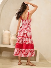 Red Palm - Lipsy Printed Ric Rac Trim Cami Midi Dress ' - Image 4 of 5