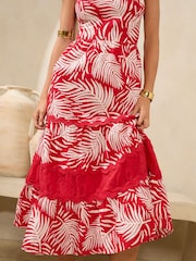 Red Palm - Lipsy Printed Ric Rac Trim Cami Midi Dress ' - Image 5 of 5