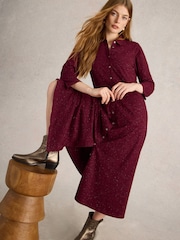 White Stuff Purple Rua Sparkle Jersey Dress - Image 1 of 6