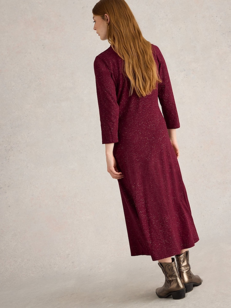 White Stuff Purple Rua Sparkle Jersey Dress - Image 2 of 6