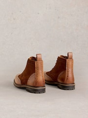 White Stuff Brown Arlo Brogue Leather Boots - Image 3 of 4
