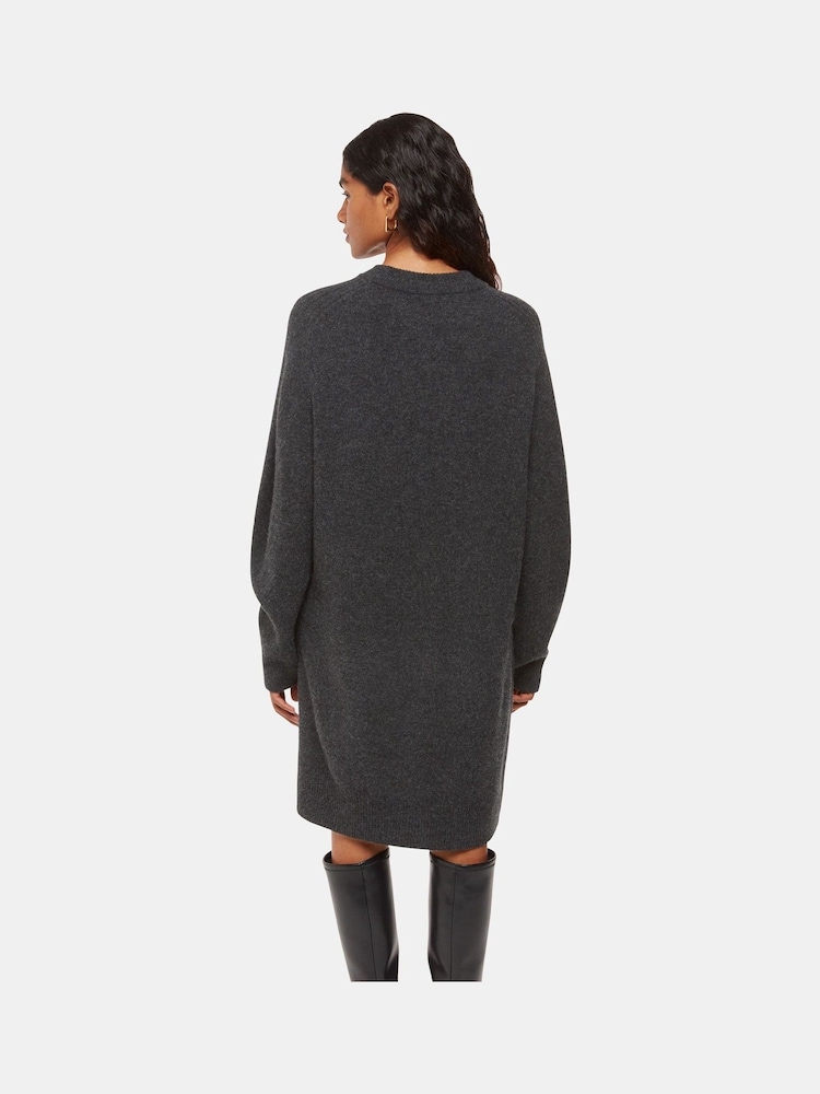 Whistles Grey Petite Ava Round Neck Knitted Dress - Image 2 of 5