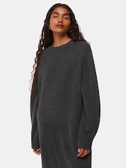 Whistles Grey Petite Ava Round Neck Knitted Dress - Image 3 of 5